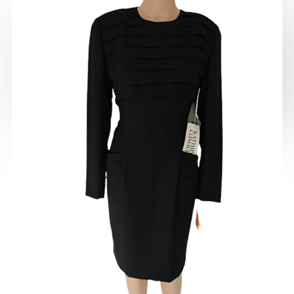 Kathryn Conover black cocktail dress long sleeves size 8